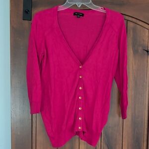 The Limited Hot Pink V-Neck Cardigan with Gold Buttons
